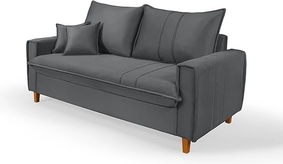 Sofá cinza moderno com almofadas, ideal para sala de estar. Conheça os melhores sofá para decorar e oferecer conforto na sua casa.