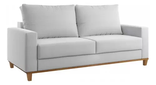 Um confortável sofá cinza claro com design moderno, ideal para salas de estar. Conheça os melhores sofás para a sua casa.