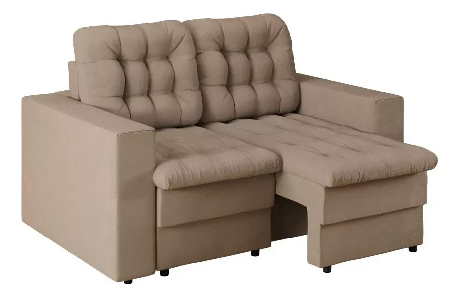 Sofá confortável em tom claro com assentos acolchoados, ideal para salas de estar e ambientes modernos, uma opção entre os melhores sofás.