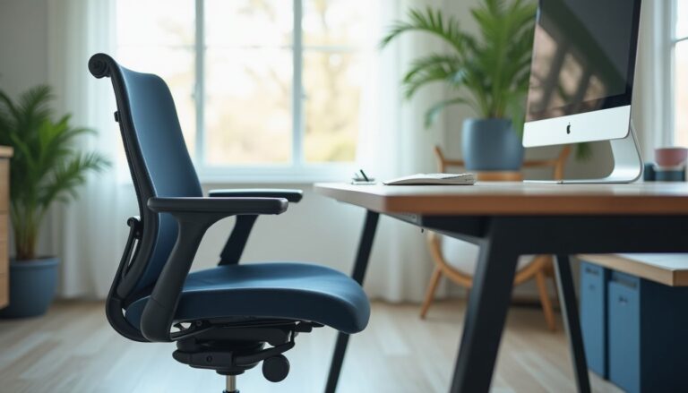 Imagem de uma cadeira ergonômica moderna em um ambiente de escritório inteligente, ideal para quem busca as melhores cadeiras ergonômicas.