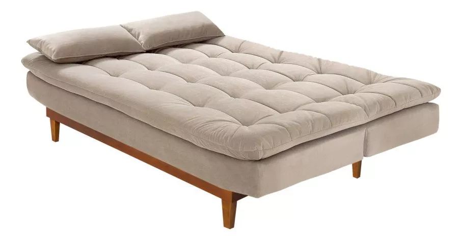 Imagem de um sofá cama confortável em tom claro, ideal para quem busca os melhores sofás para casas e ambientes aconchegantes.
