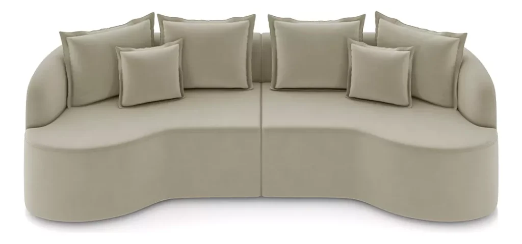 Sofá moderno em formato curvo, ideal para qualquer ambiente. Descubra os melhores sofás para sua decoração com este modelo aconchegante e estiloso.