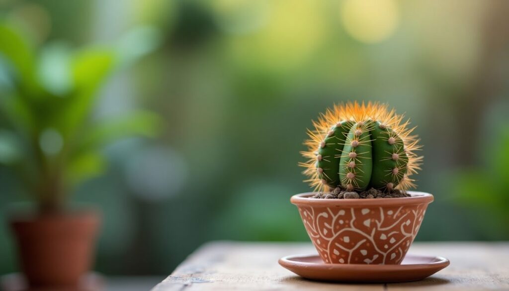 Descubra como cultivar plantas fáceis de cuidar, como este cacto em vaso decorativo. Ideal para lares com pouca luz e manutenção.